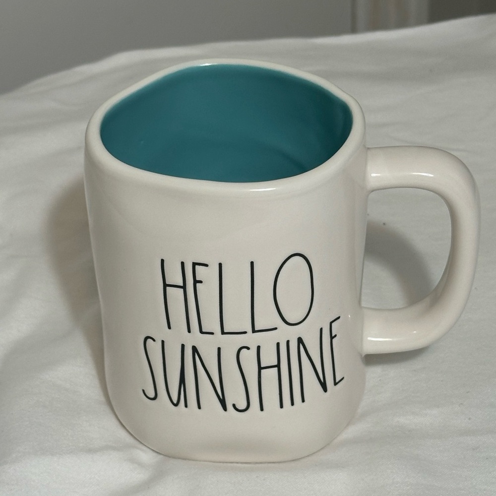 New Rae Dunn Hello Sunshine flip flops mug coffee cup blue black white summer - Picture 5 of 9